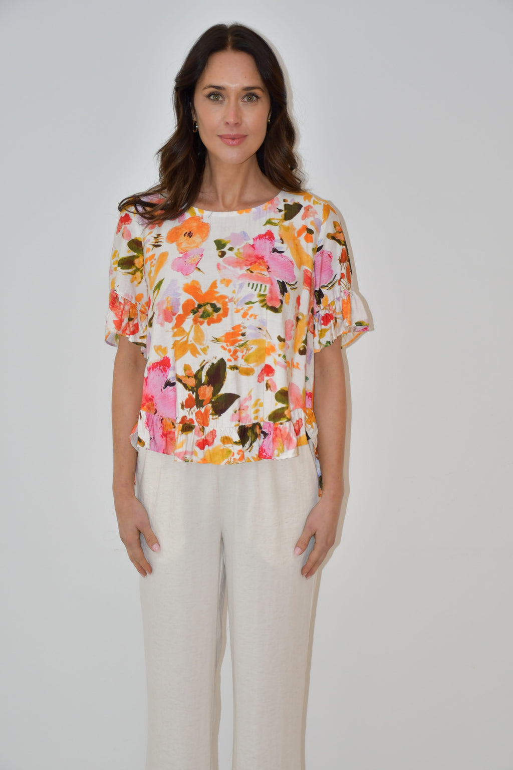 Floral Print Ruffle Hem Top