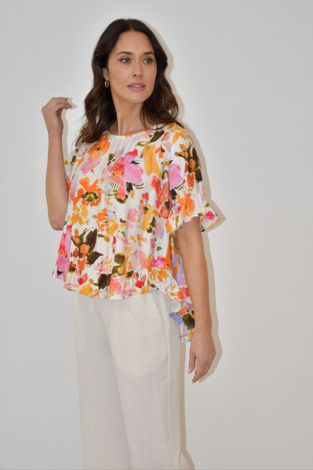 Floral Print Ruffle Hem Top