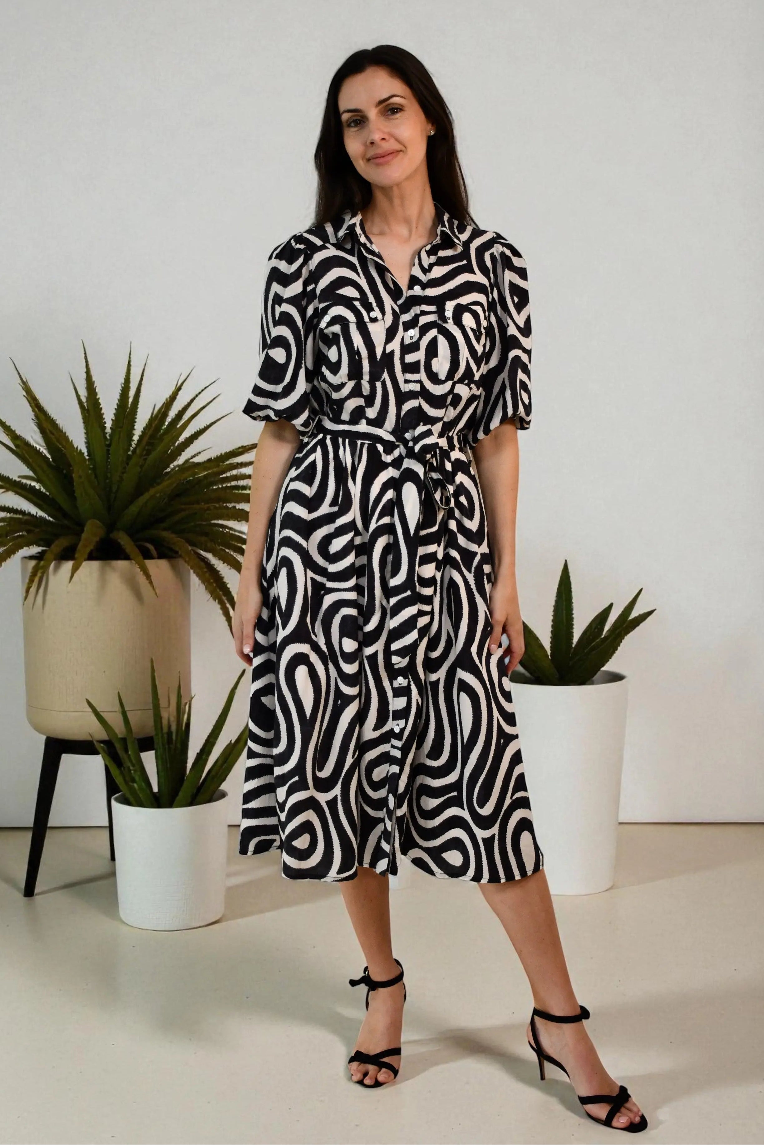 Abstract Swirl Shirt Dress Jess The Molly