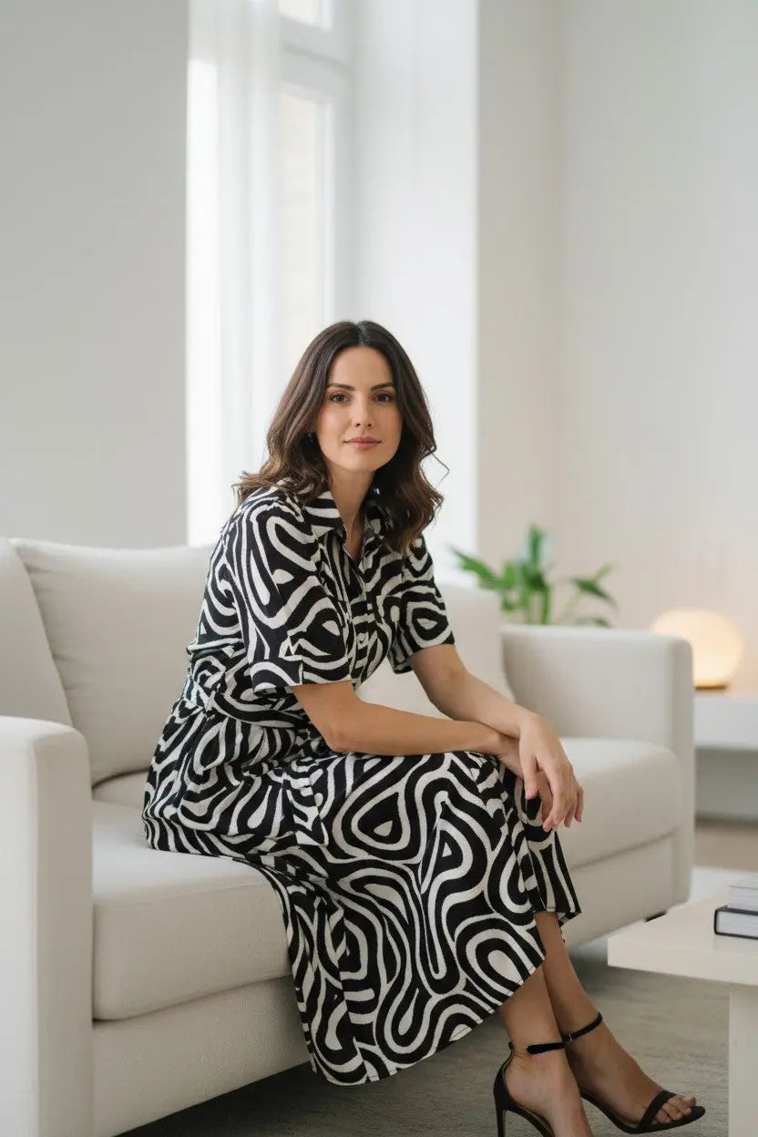 Abstract Swirl Shirt Dress Jess The Molly