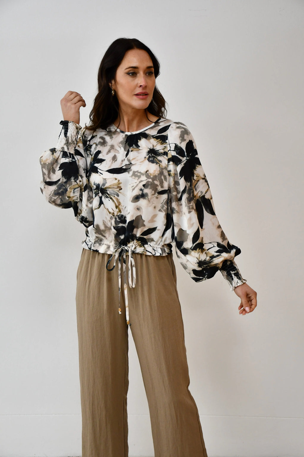 Floral Print Drawstring Blouse Jess The Molly