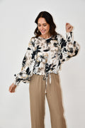 Floral Print Drawstring Blouse Jess The Molly