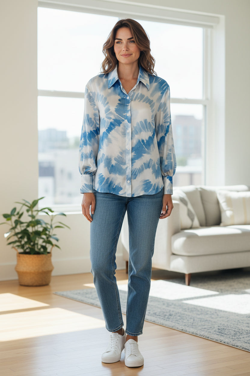 Watercolour Leaf Print Shirt