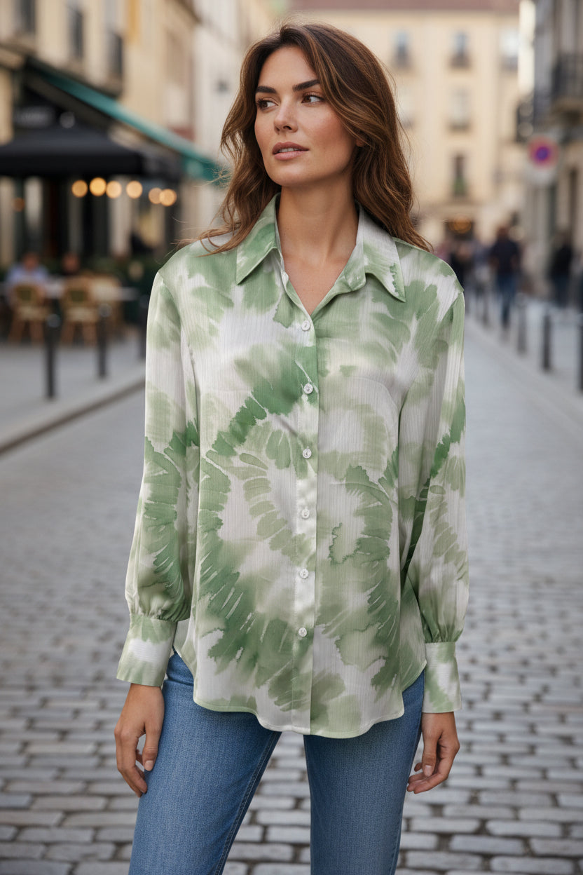 Watercolour Leaf Print Shirt