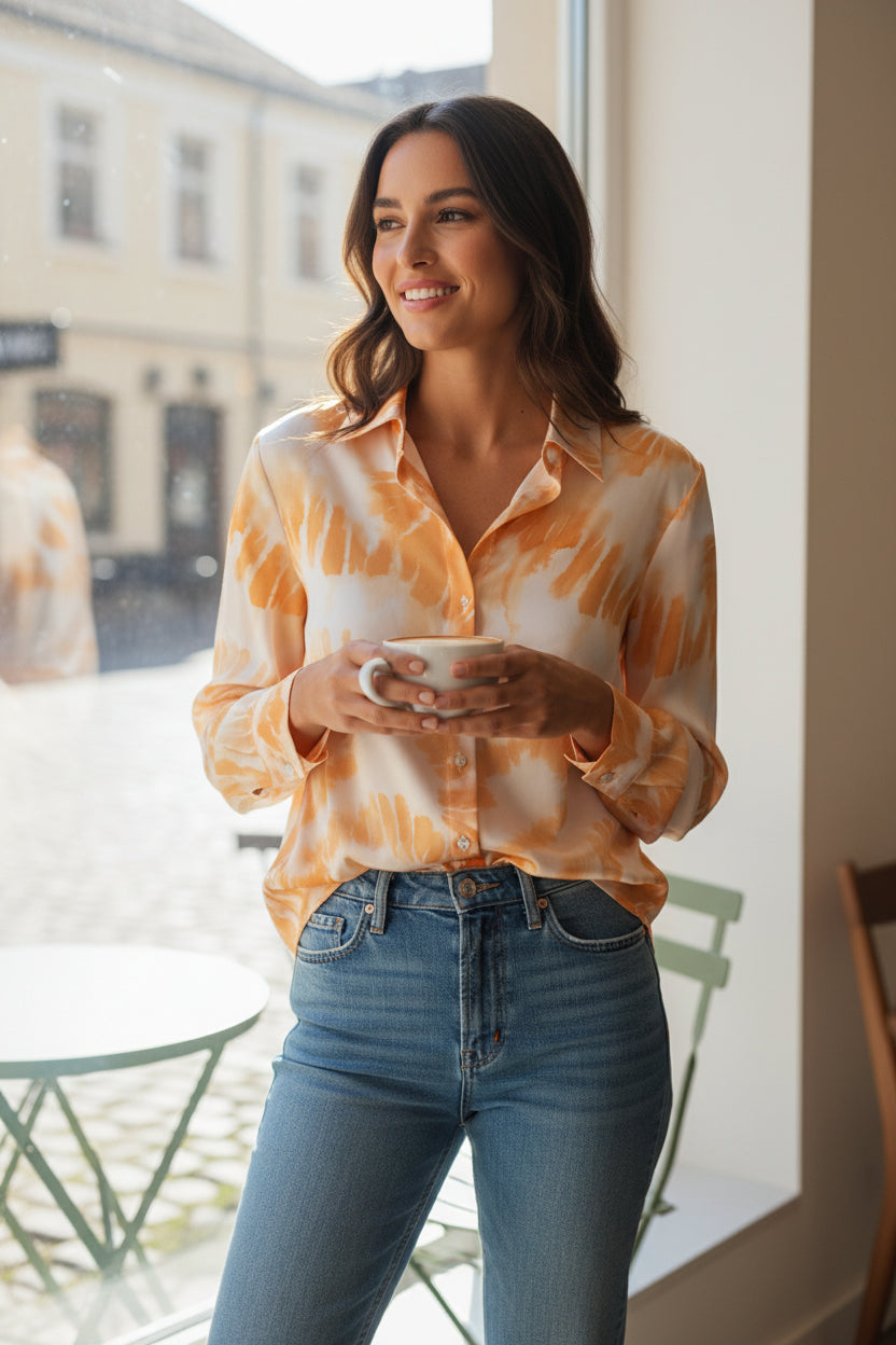 Watercolour Leaf Print Shirt