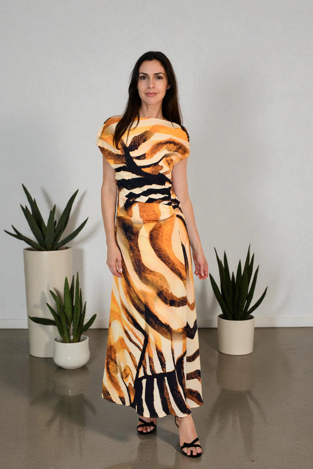 Chiffon One / Off  Shoulder Ruched Dress Jess The Molly