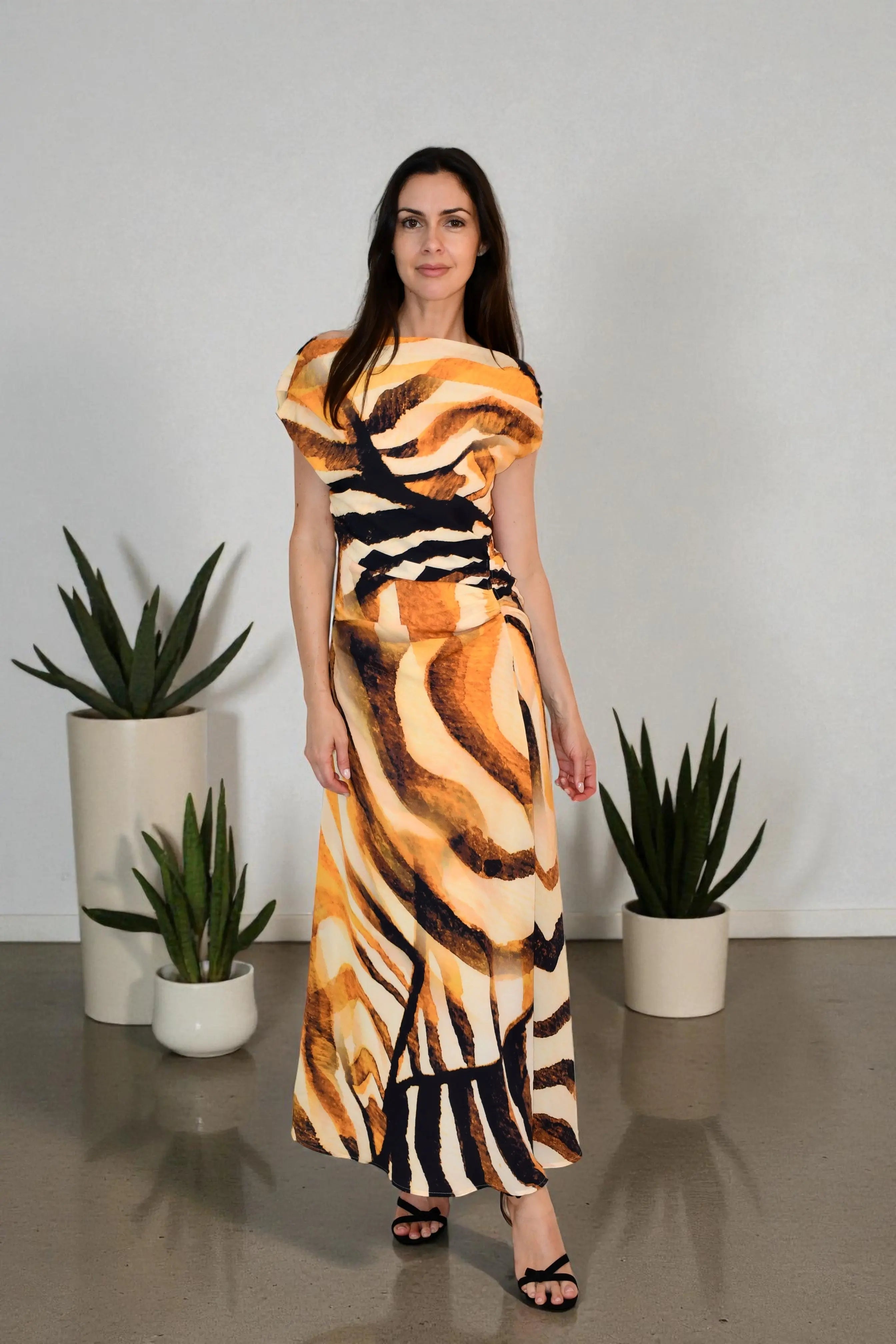 Chiffon One / Off  Shoulder Ruched Dress Jess The Molly