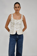 Gold Patterned Square Neck Zip Top Jess The Molly