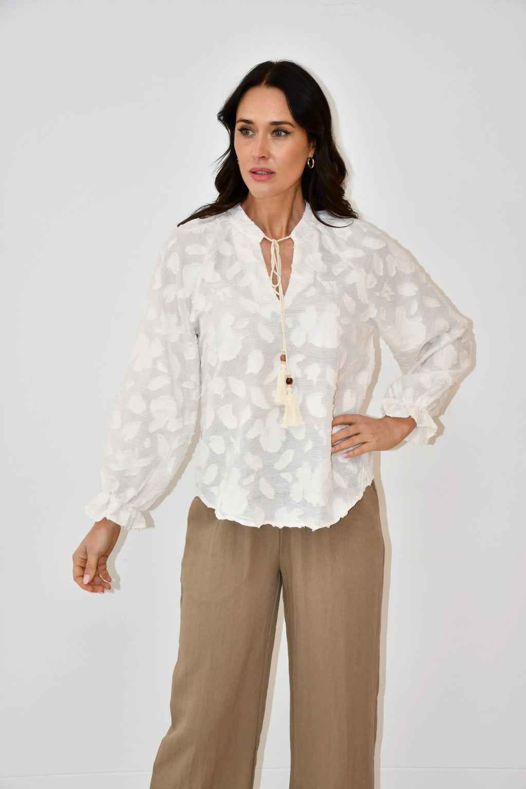 Textured Floral Tassel Blouse Jess The Molly