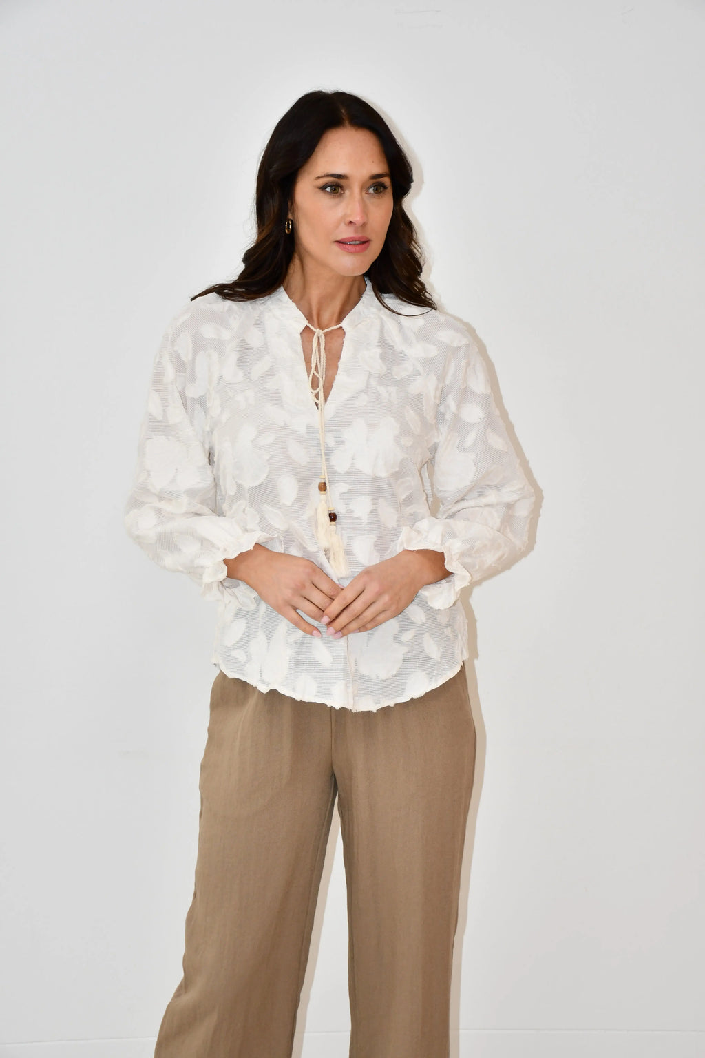 Textured Floral Tassel Blouse Jess The Molly
