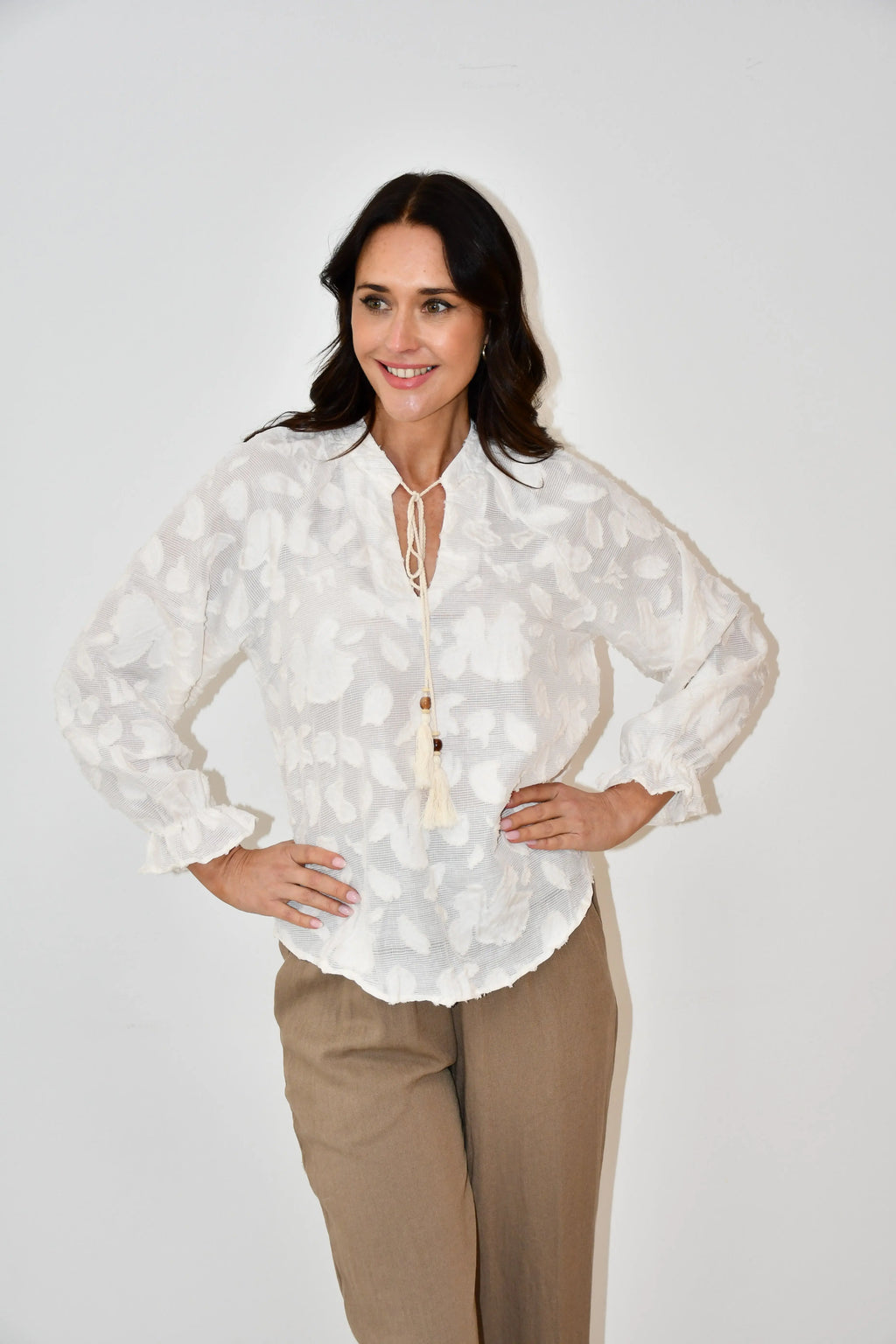 Textured Floral Tassel Blouse Jess The Molly