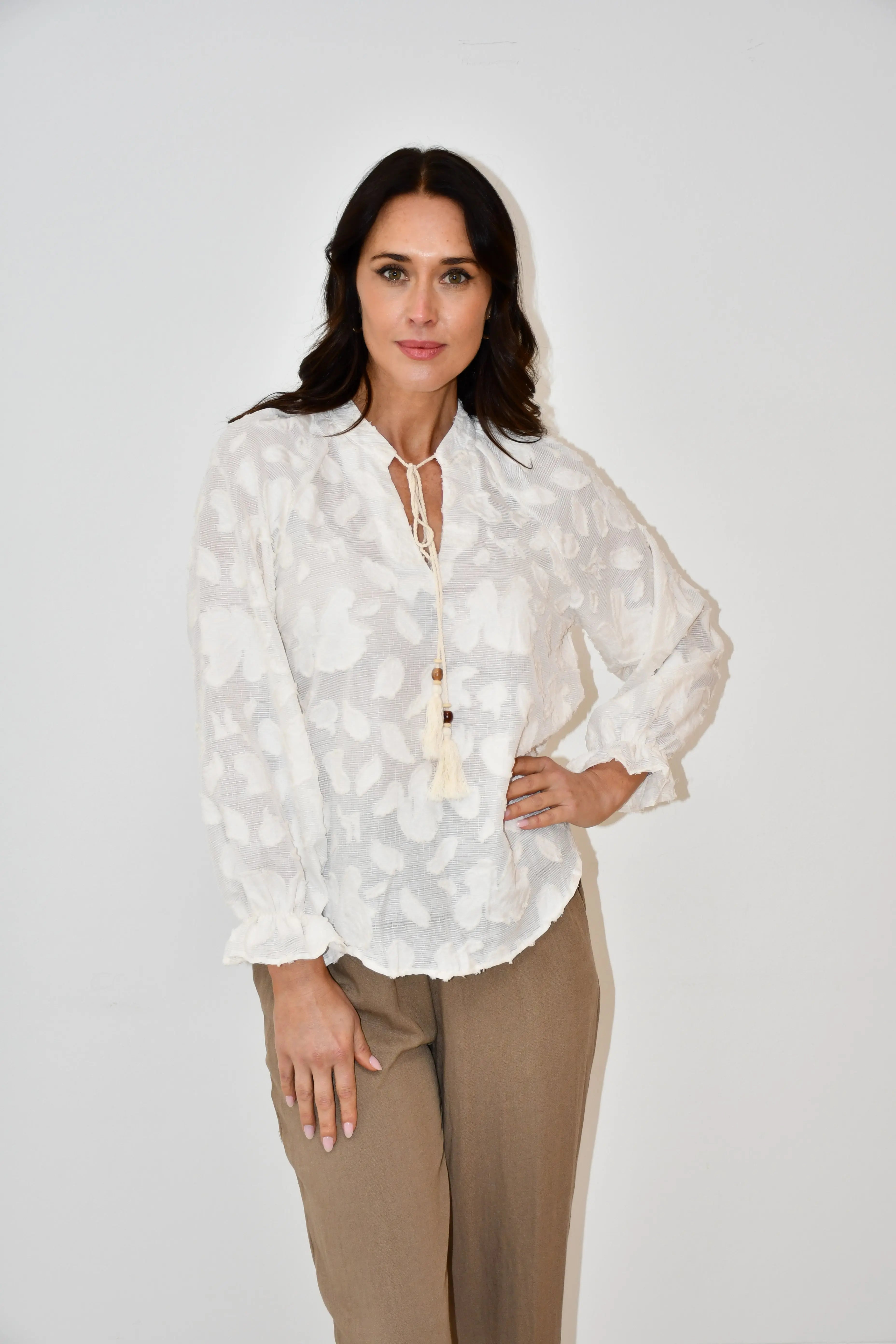 Textured Floral Tassel Blouse Jess The Molly