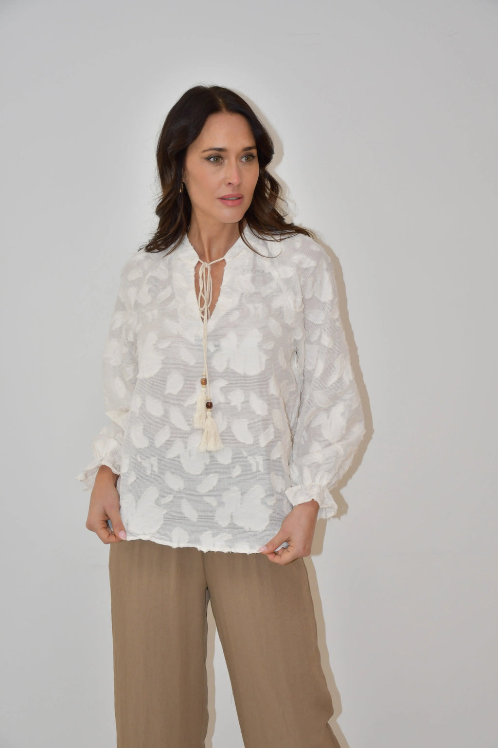 Textured Floral Tassel Blouse Jess The Molly