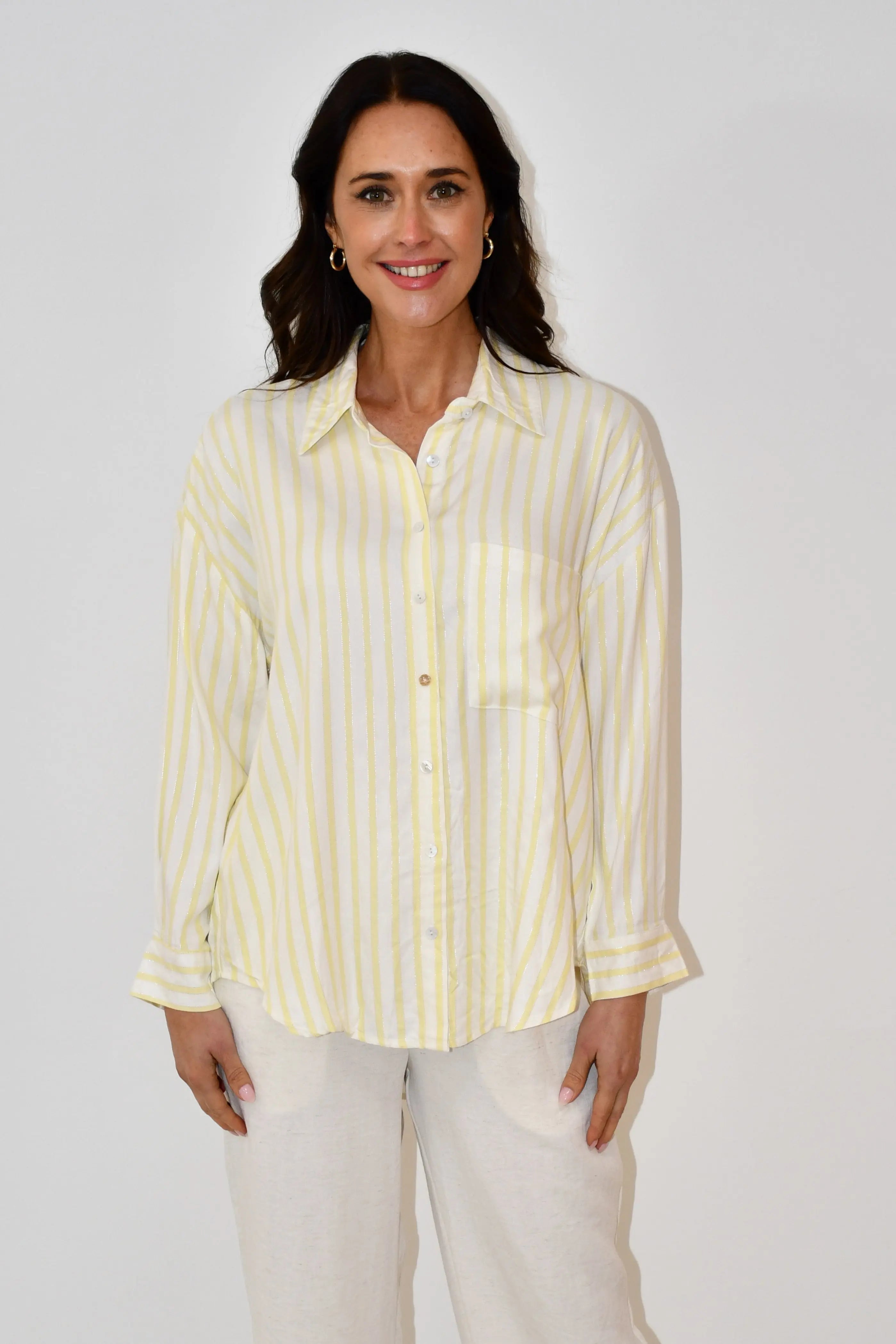 Stripe Button-Down Shirt - Yellow Jess The Molly