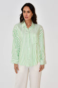 Stripe Button-Down Shirt - Green Jess The Molly