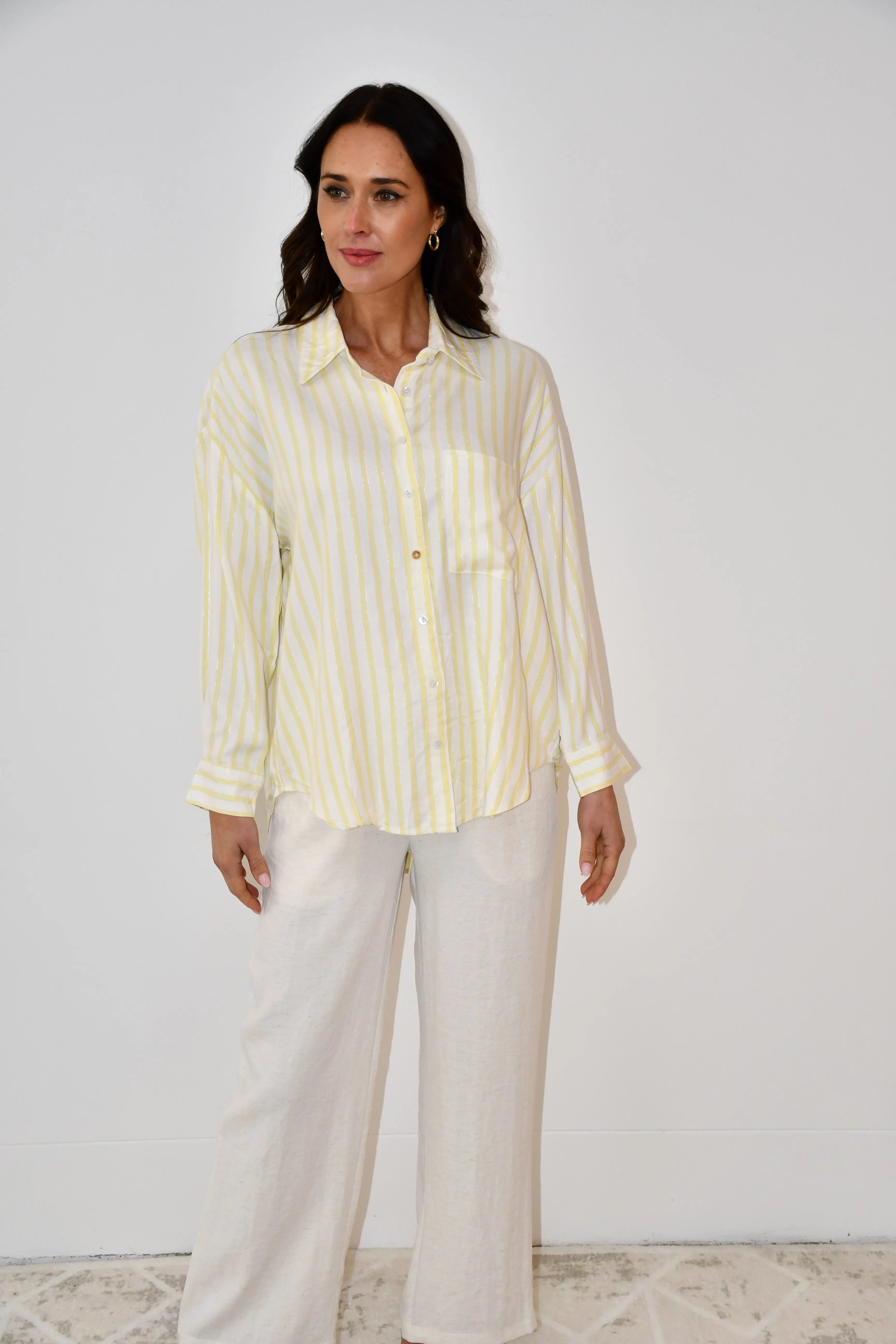 Stripe Button-Down Shirt - Yellow Jess The Molly