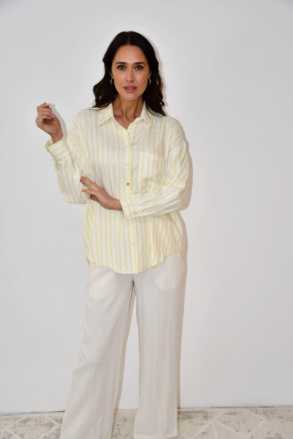 Stripe Button-Down Shirt - Yellow Jess The Molly