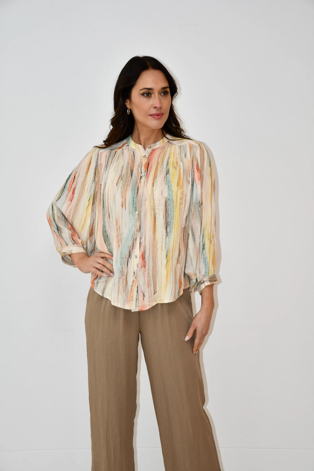 Multicolour Stripe Button Blouse Jess The Molly
