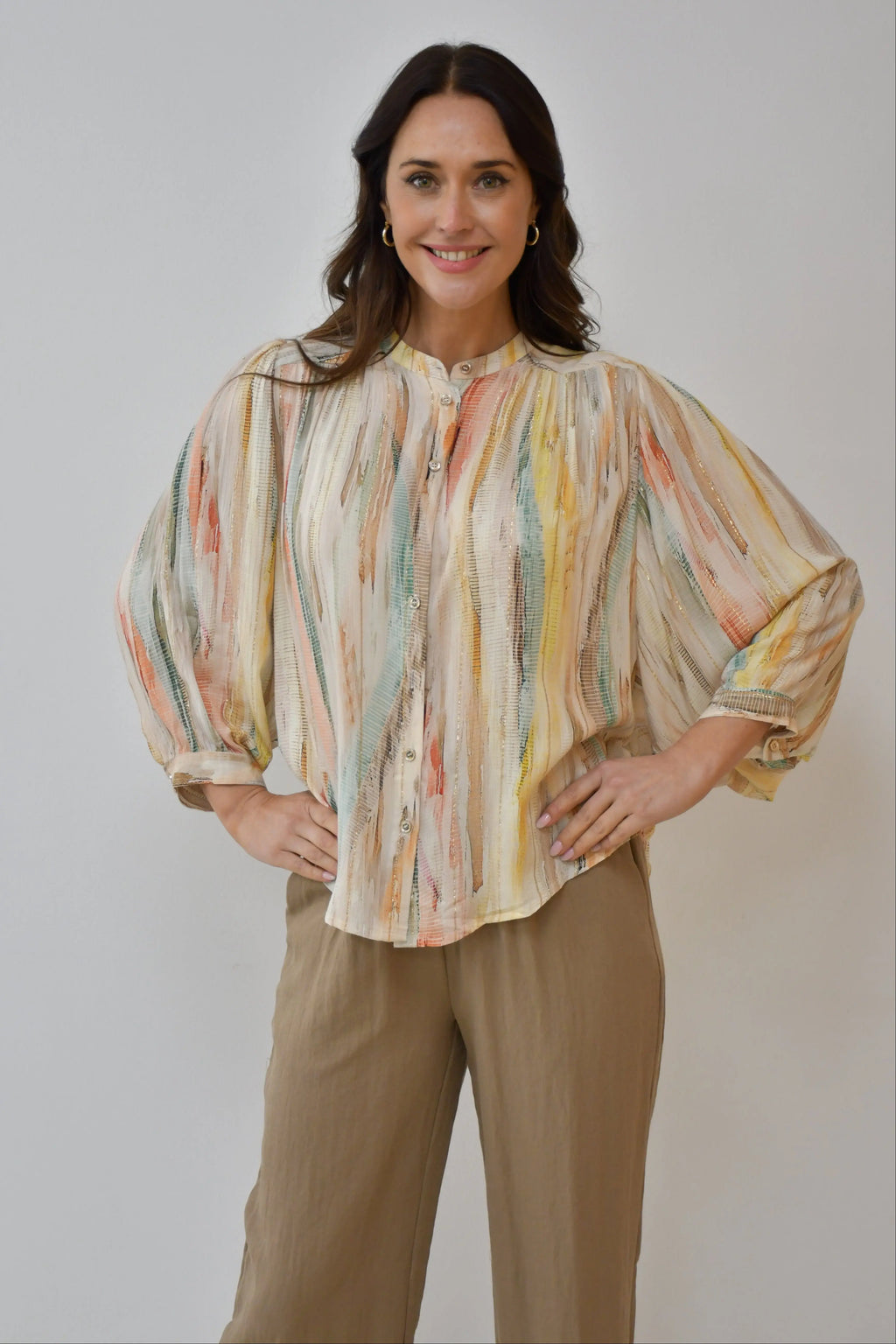 Multicolour Stripe Button Blouse Jess The Molly