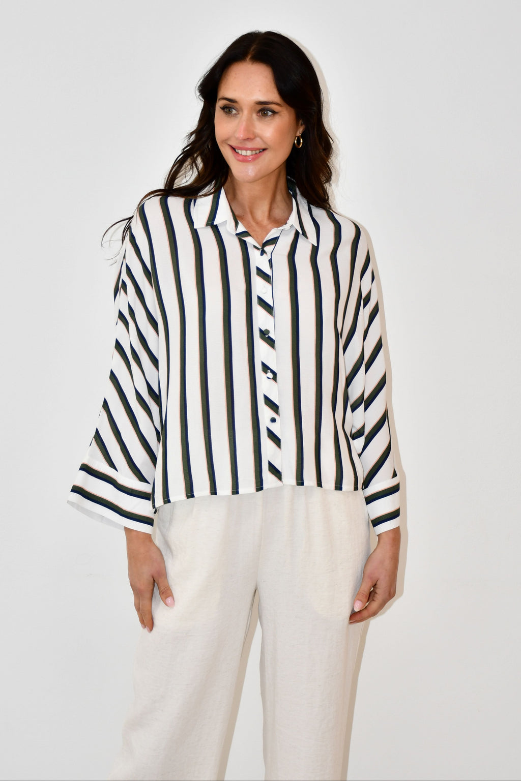 Oversized Striped Button-Down Shirt