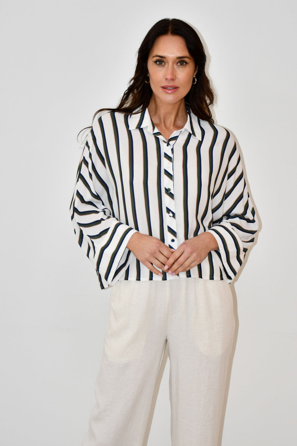 Oversized Striped Button-Down Shirt