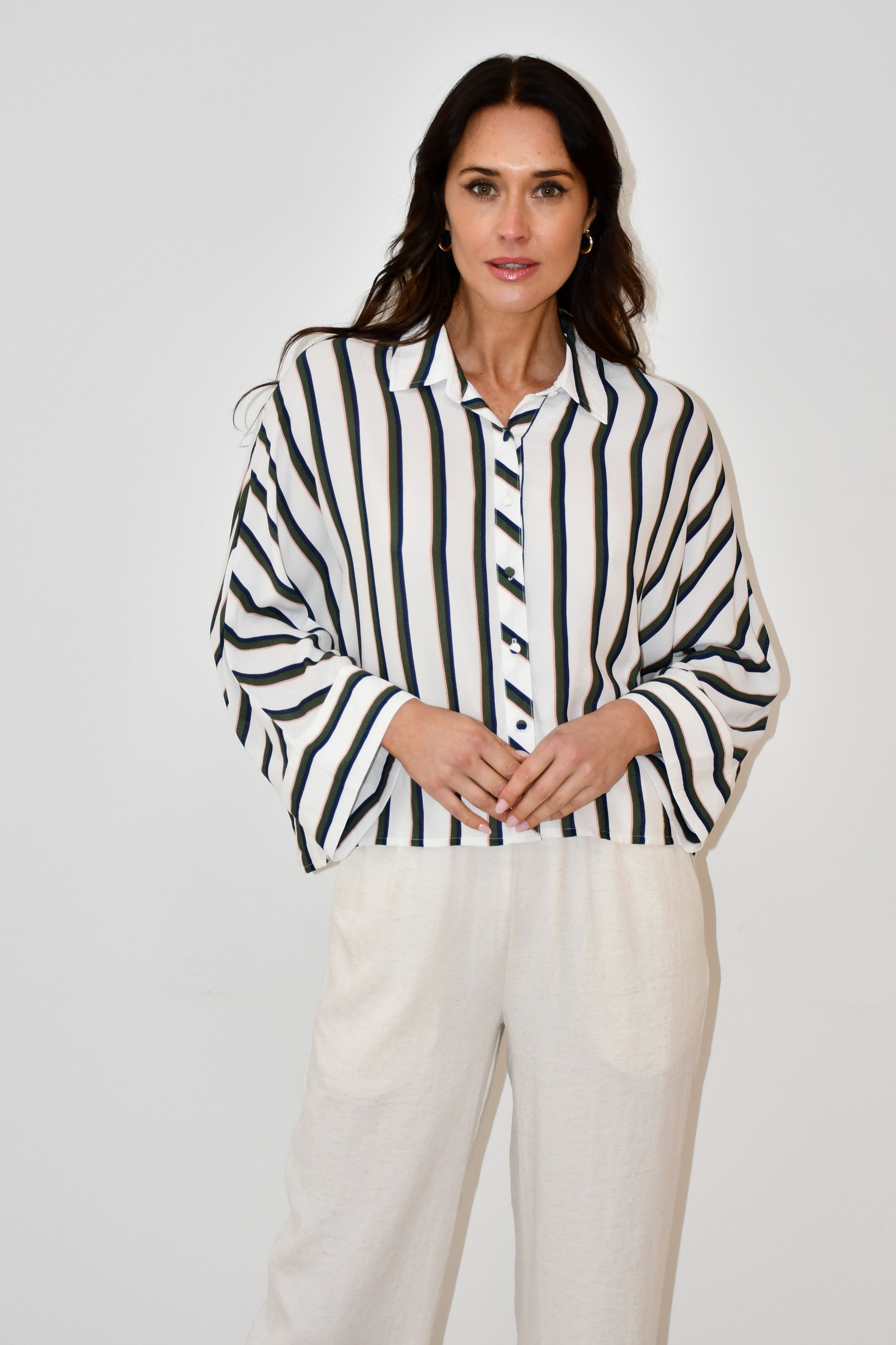 Oversized Striped Button-Down Shirt