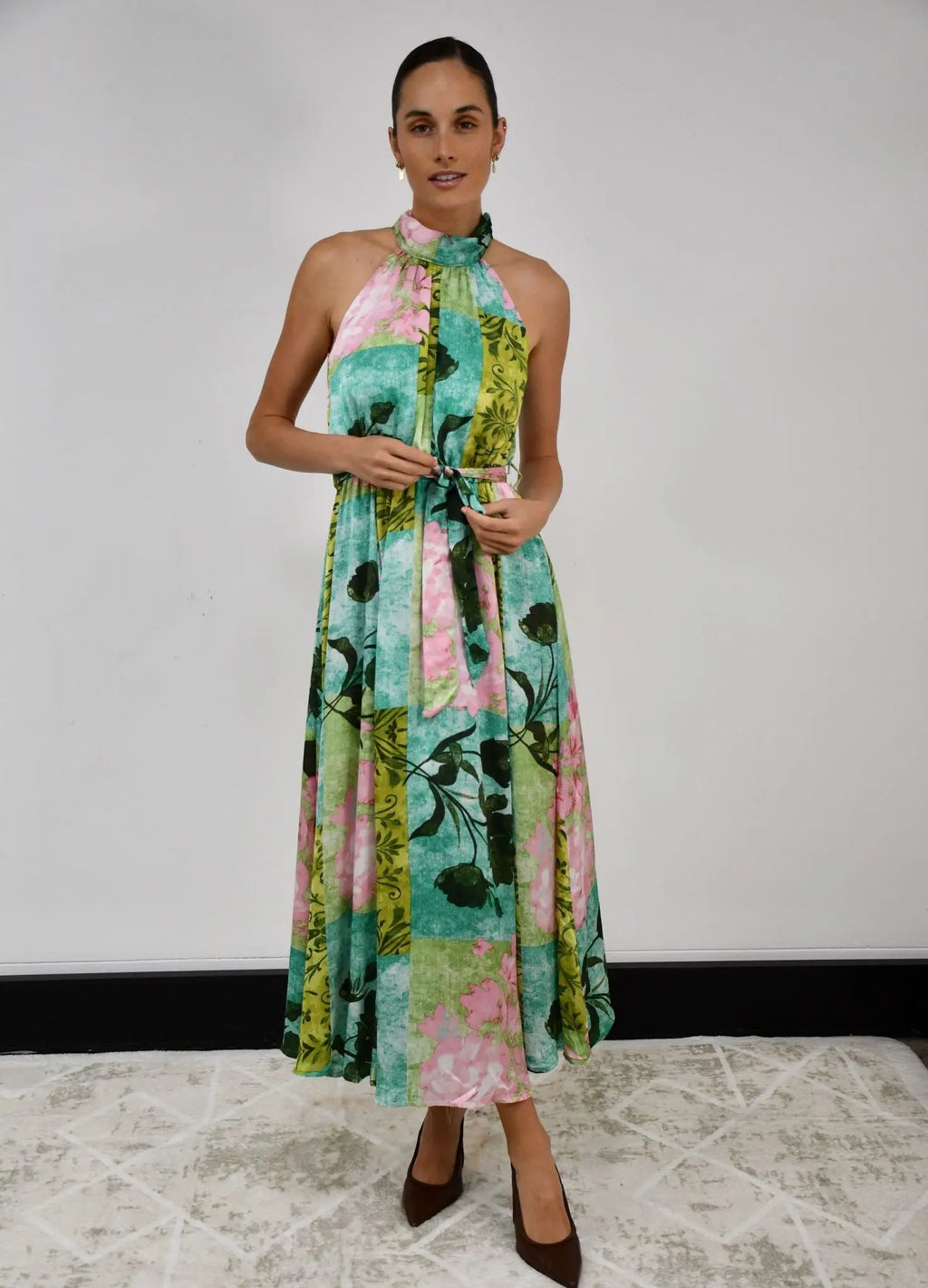 Tropical Halter Neck Midi Dress Jess The Molly