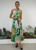 Tropical Halter Neck Midi Dress