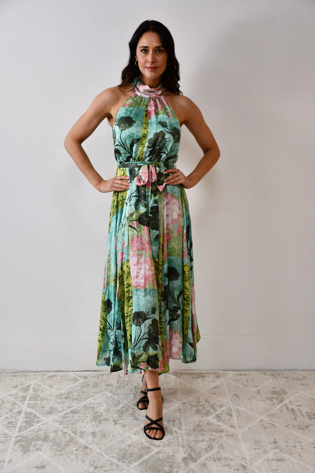 Tropical Halter Neck Midi Dress Jess The Molly