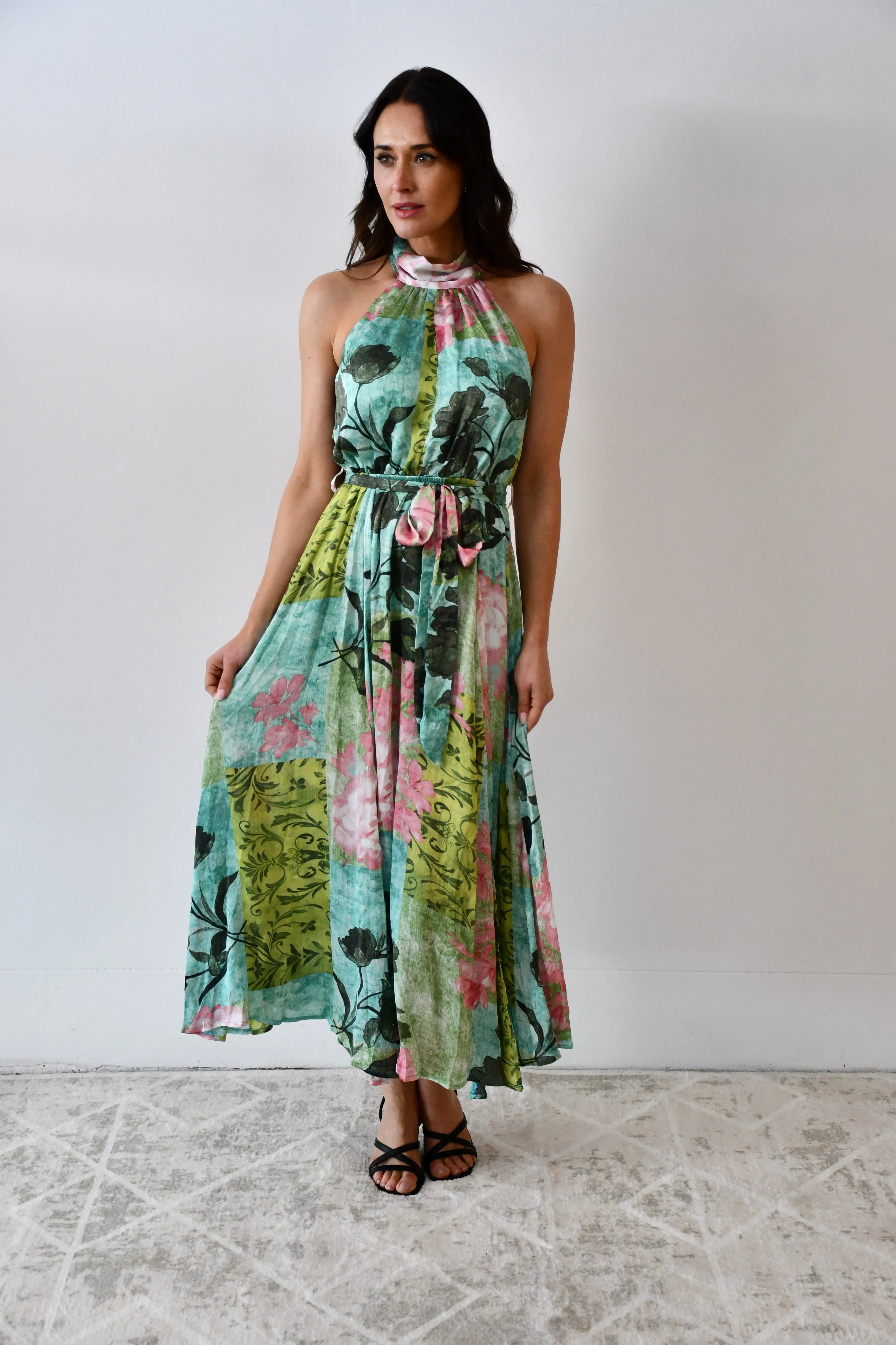 Tropical Halter Neck Midi Dress Jess The Molly