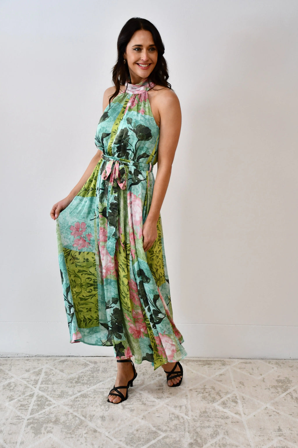 Tropical Halter Neck Midi Dress Jess The Molly