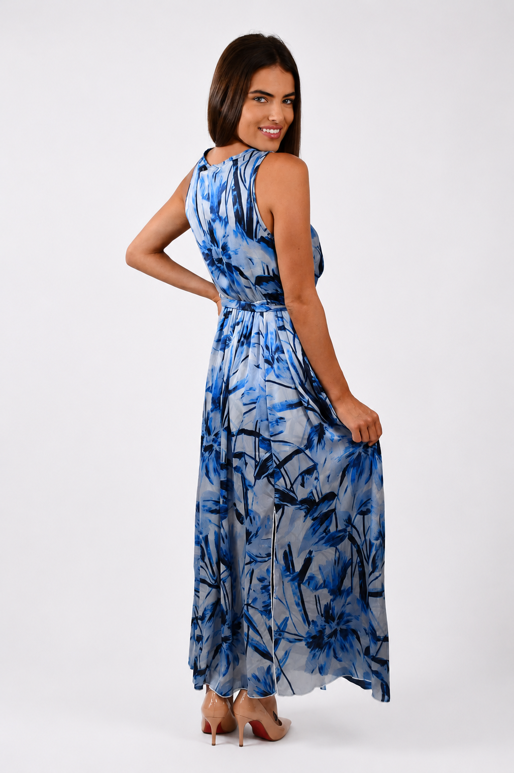 Sleeveless Wrap Maxi Dress - Blue