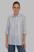 Embroidered Stripe Cotton Blouse